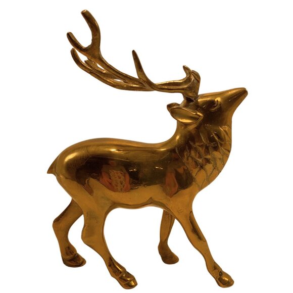 Vintage Brass Stag Deer Elk Reindeer Figurine Sculpture Decoration Collectible - Picture 2 of 8
